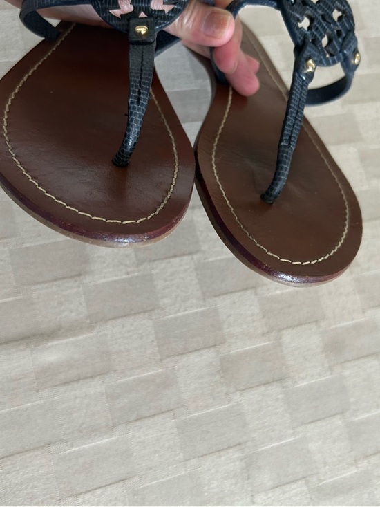 Tory Burch Mini Miller Flat Thong Sandals in Snakeskin Dark Navy main image 11